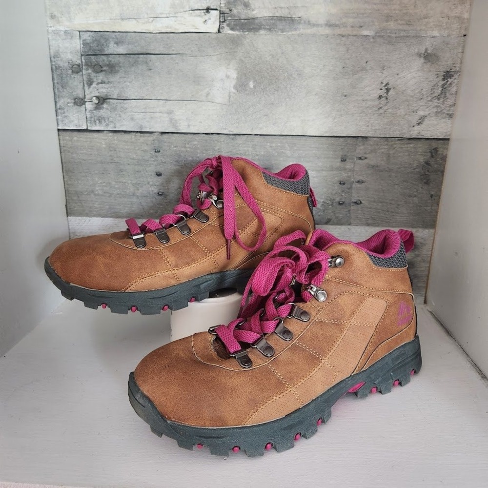 Fila Turbo Womens Hiking Boots Size 8 Tan Magenta Rugged Trail Shoes EF8019